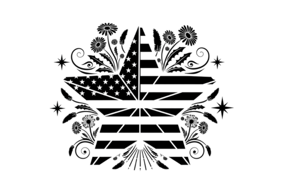 American Flag Star Floral SVG Cut File