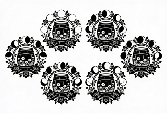 Barrel Moon Phase Floral SVG Cut File