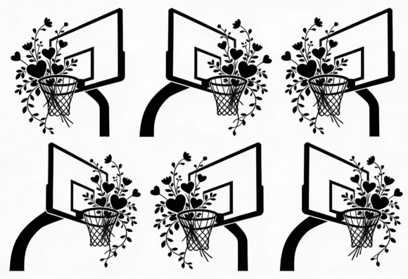 Basketball Heart Floral SVG Cut File