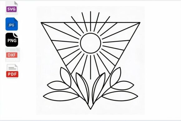Boho Sun Triangle Floral SVG Cut File