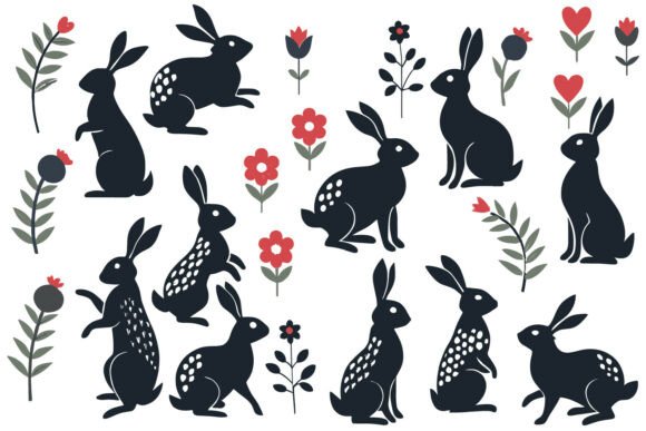 Bunny Rabbit Floral SVG Silhouette