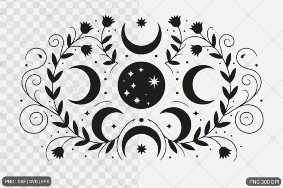 Celestial Moon Floral SVG PNG