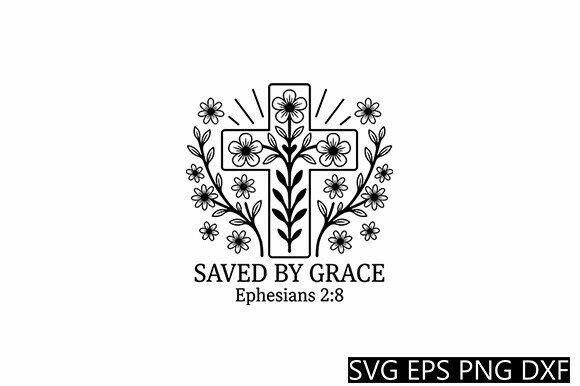 Christian Cross Floral SVG Religious