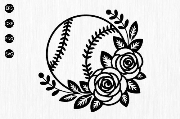 Floral Softball Svg, Baseball Floral Svg