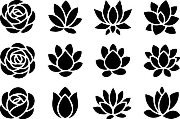 Floral SVG Bundle Rose Lotus Flower