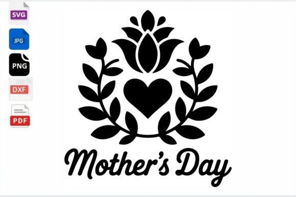 Mothers Day Heart Floral SVG Cut File