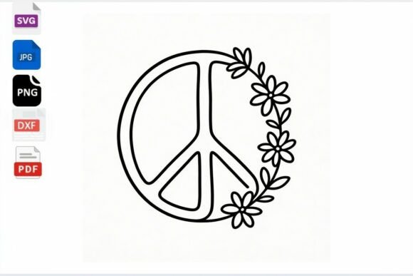 Peace Sign Flower Floral SVG PNG DXF