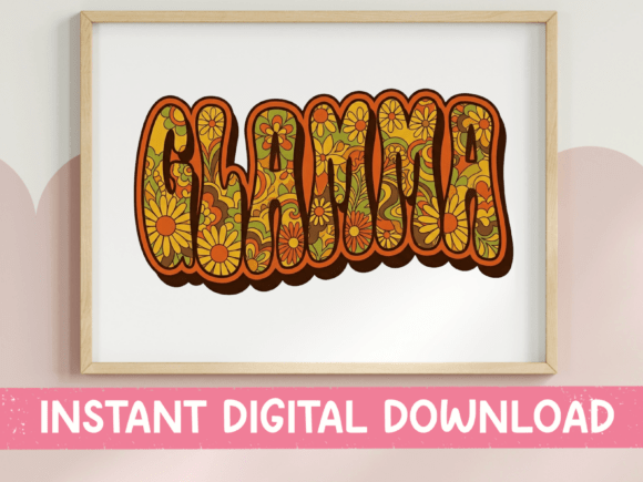 Retro Groovy Glamma Floral SVG Design