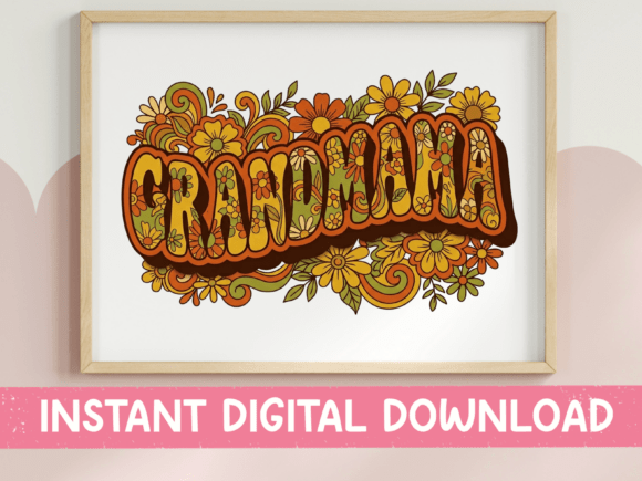 Retro Groovy Grandmama Floral SVG