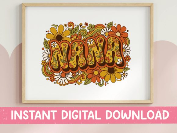 Retro Groovy Nana Floral SVG Design