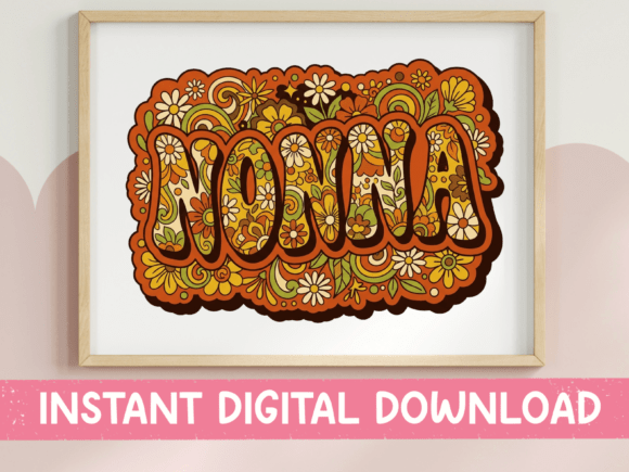 Retro Groovy Nonna Floral SVG Design