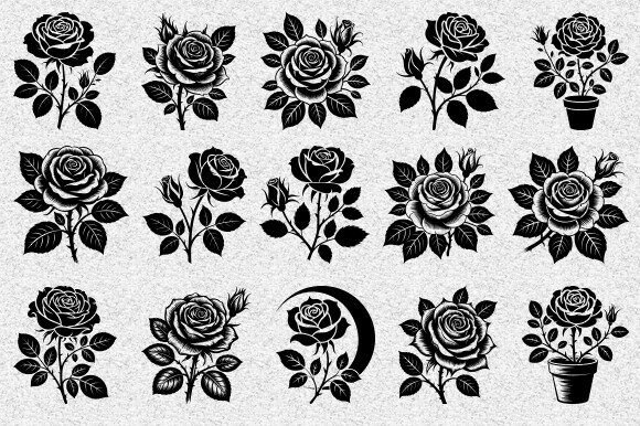 Rose Clipart Svg Bundle, Floral Svg