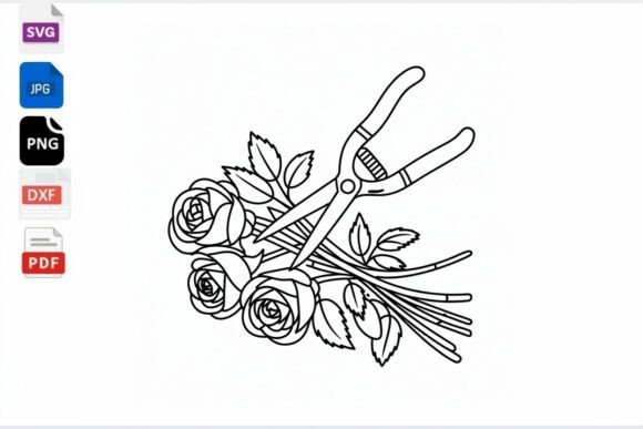 Rose Garden Shears Floral SVG Cut File