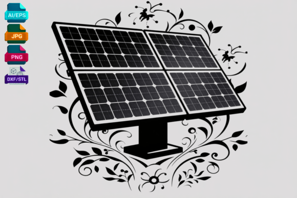 Solar Panel Floral SVG Vector Clipart