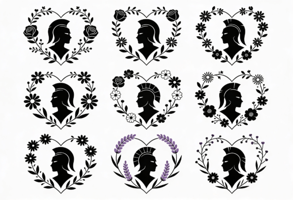 Spartan Warrior Woman Heart Floral SVG