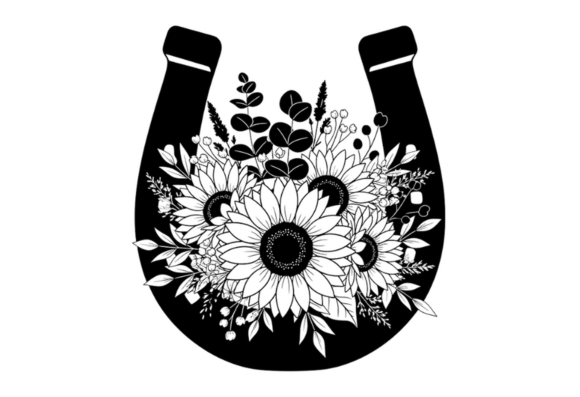 Sunflower Horseshoe Floral SVG Cut File