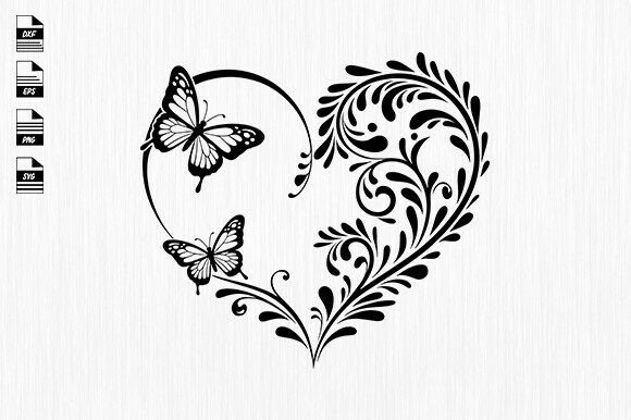 Valentine Floral Svg, Heart Vector, Love