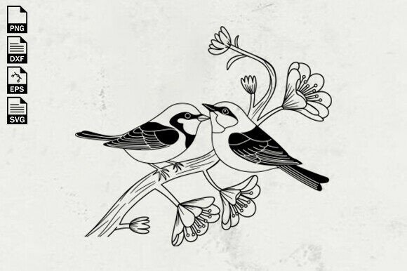 Vintage Love Birds Floral SVG